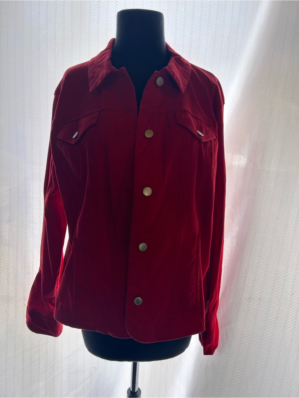 Charter Club Red Button-Front Jean Jacket